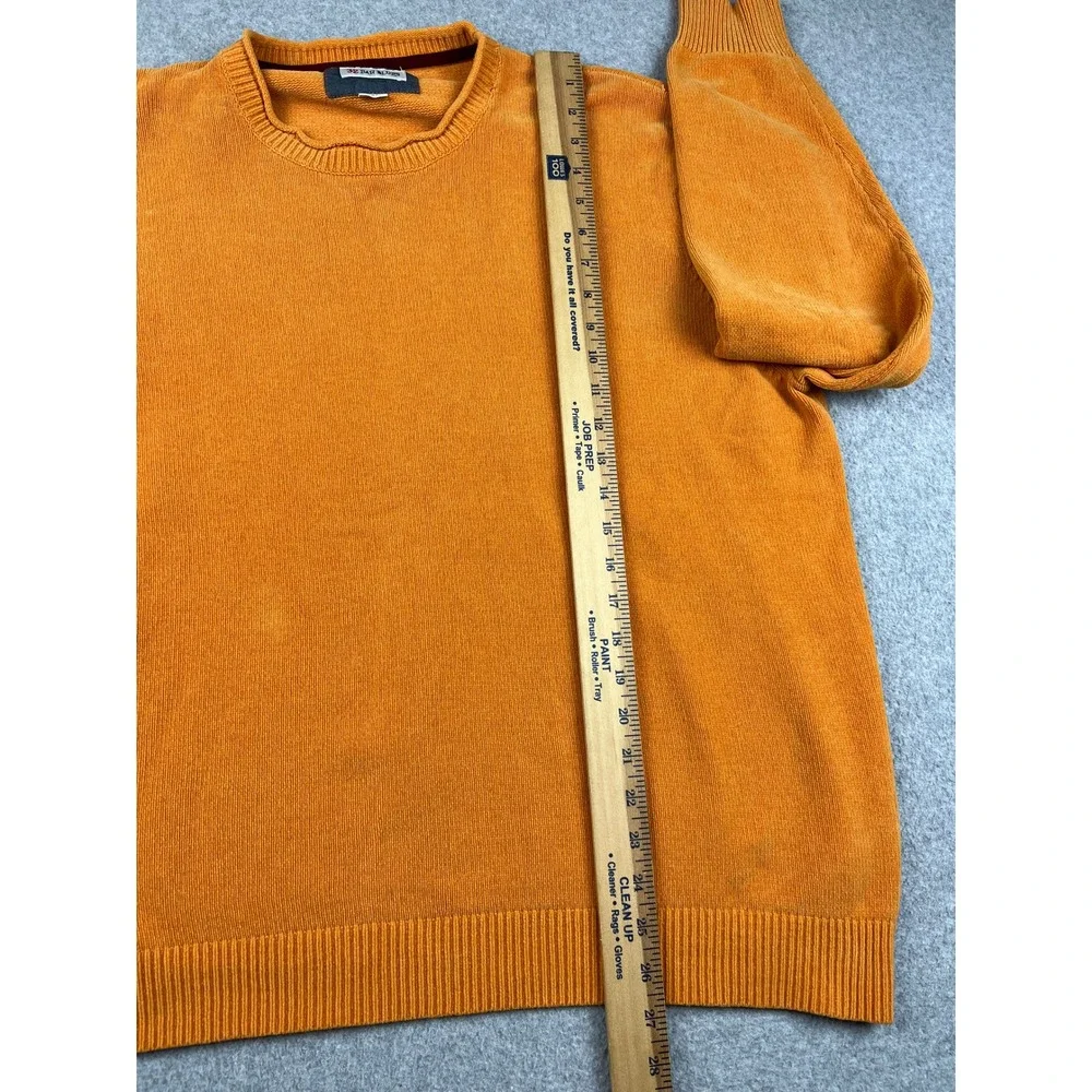 32 Bar Blues Sweater Mens XXL Orange Crew Neck Cotton Long Sleeve Knit